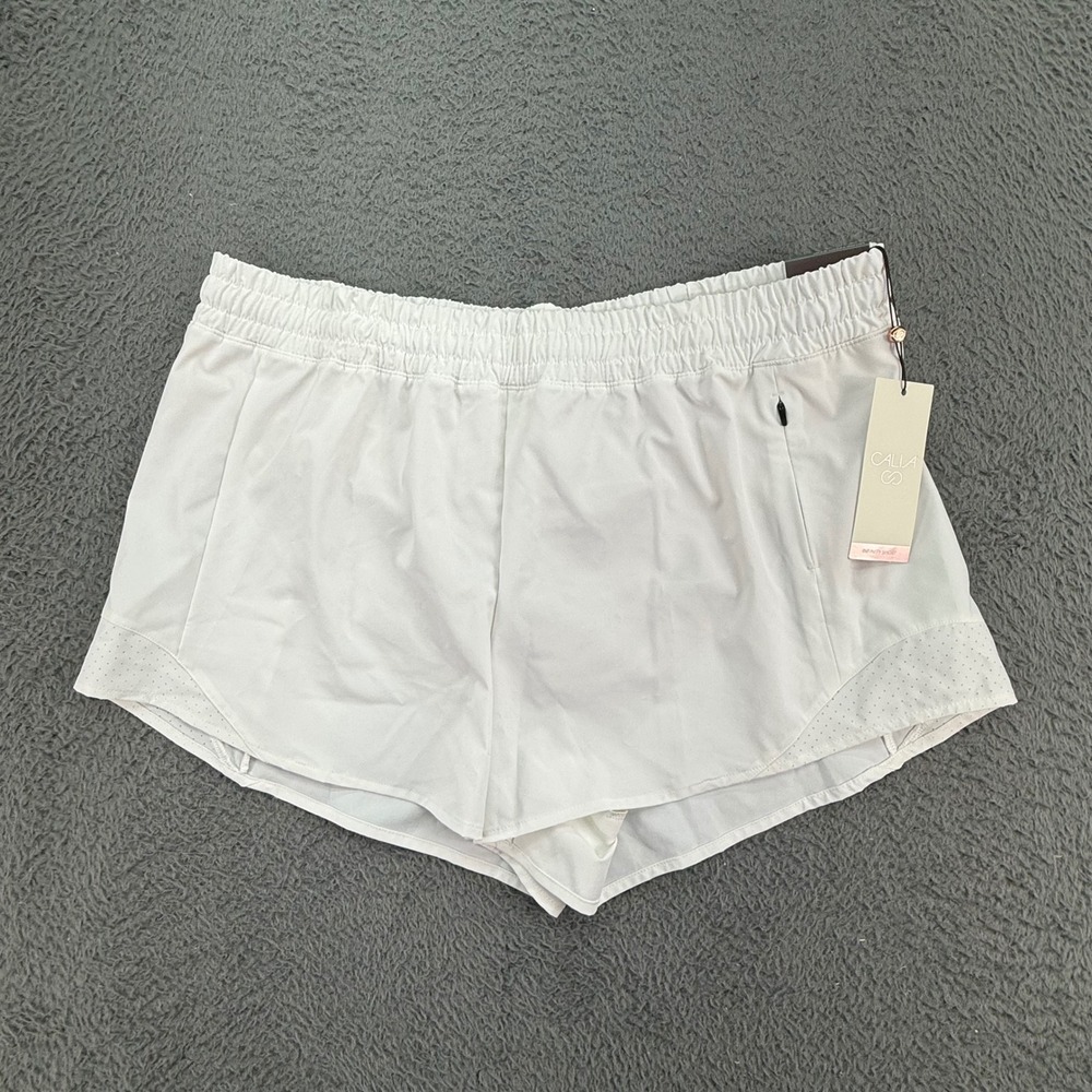 CALIA Infinity Run Short Womens L‎ Pure White Mid-Rise 3" Inseam WAX12336W